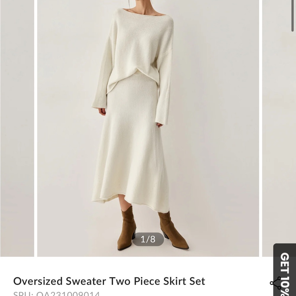 NWT Commense Cream Two-Piece Sweater Skirt Set